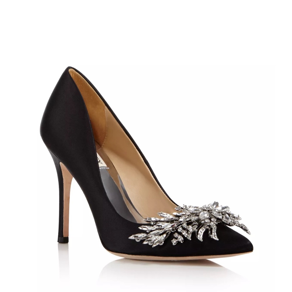 Badgley Mischka
Size 8 1/2 Marcela Satin Embellished Pointed Toe Pumps